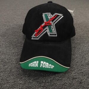 John Force Racing Hat Cap Strap Back Mens One Size Black‎ NHRA Signed Main Gate